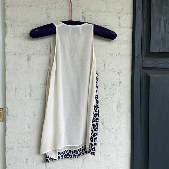 3.1 Phillip Lim Navy/Ivory Silk Chiffon Leopard Print Ruffled Tank Size 4 - Picture 10 of 10
